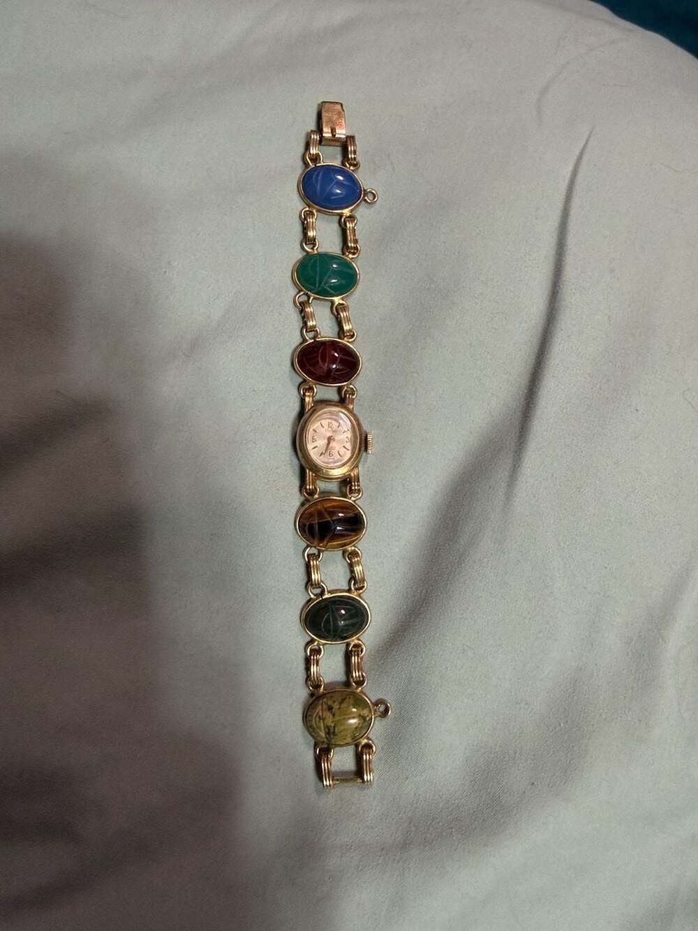Pedre Vintage 1/20 12K Gold Filled Multi Stone Scarab Watch